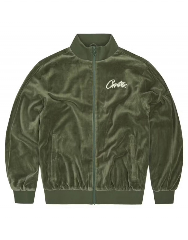 Womens Corteiz Vvs Velour Jackets Green | E3X-2169